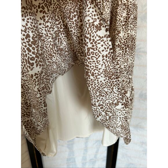 Sugar Lips Sleeveless Tiered Dress Brown Boho Preppy Animal Print V-Neck M - Picture 9 of 10